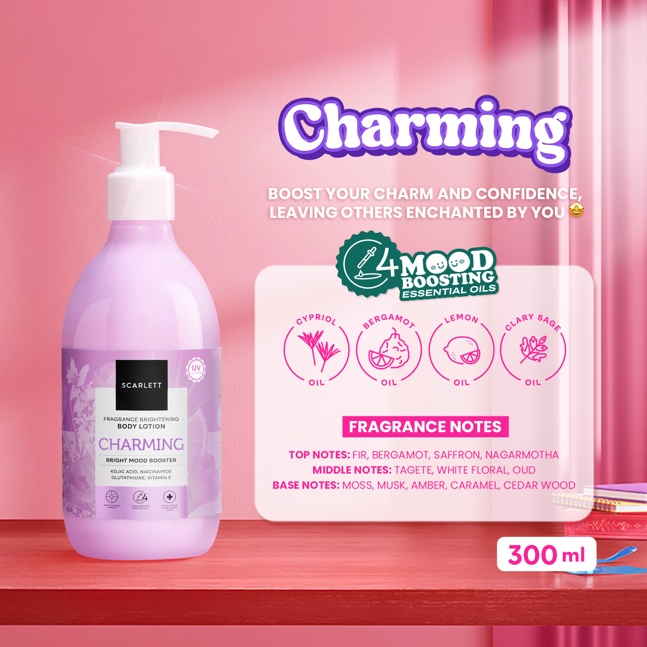 Scarlett Brightening Body Lotion Bright Mood Booster Charming 300ml