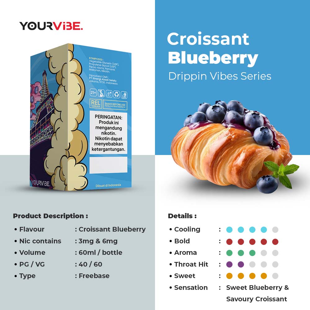 Yourvibe Freebase Croissant Blueberry 60 ml - 6 mg 3