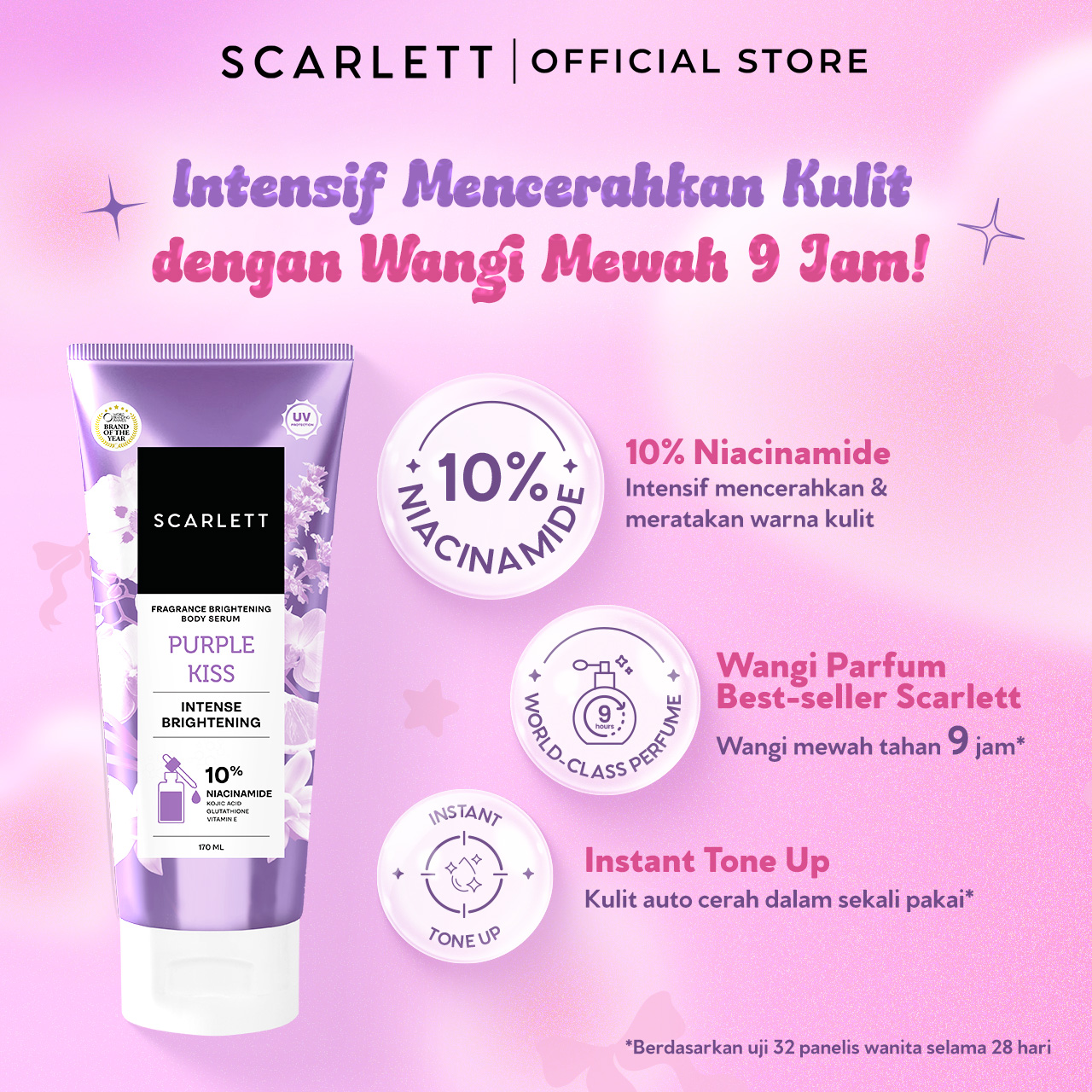 Scarlett Glucinamide Fragrance Brightening Body Serum Purple Kiss 170ml 2
