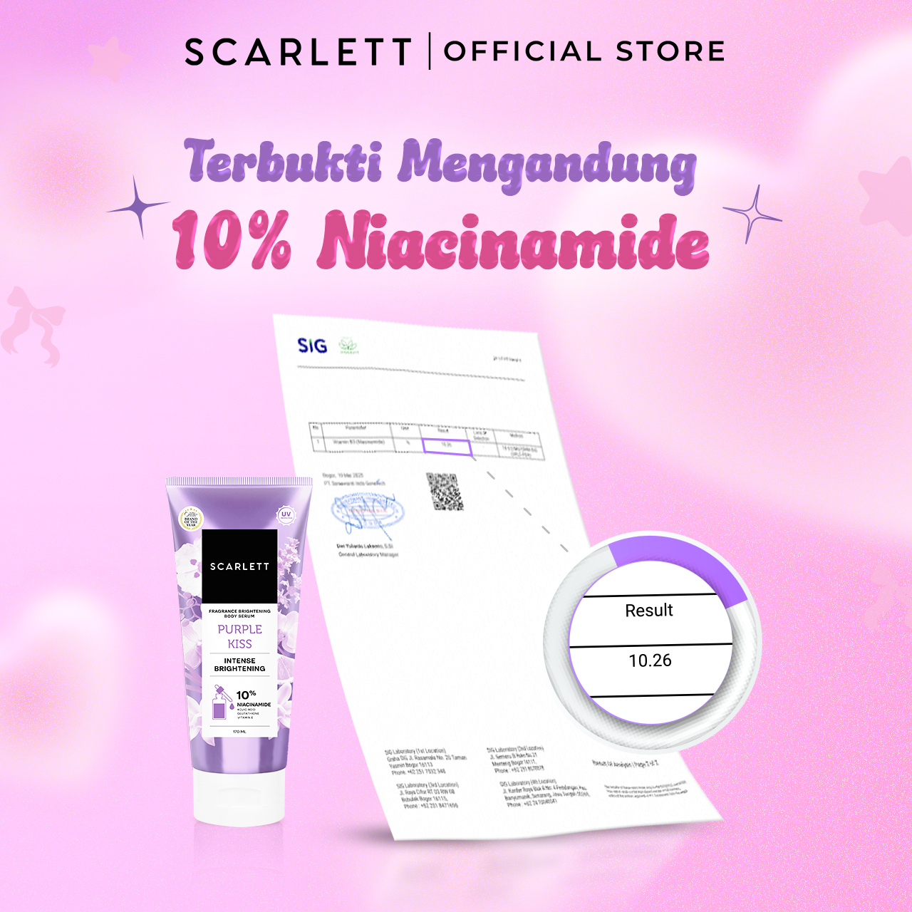 Scarlett Glucinamide Fragrance Brightening Body Serum Purple Kiss 170ml 5