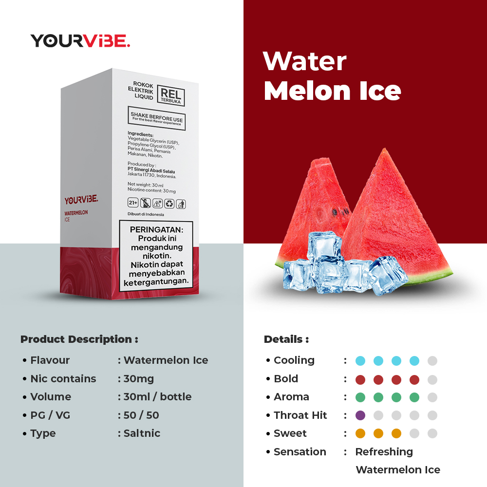 Yourvibe Saltnic New Watermelon Ice 30ml 3