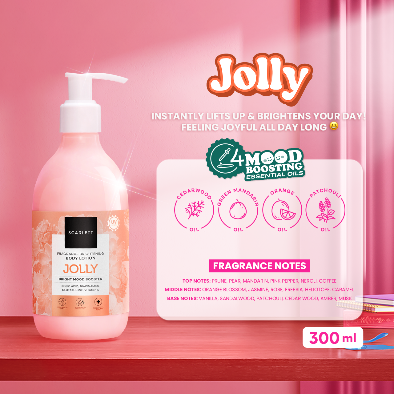 Scarlett Brightening Body Lotion Bright Mood Booster Jolly 300ml