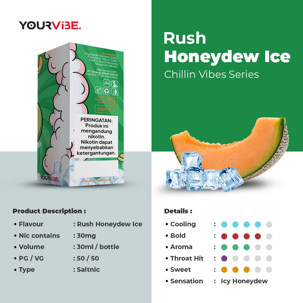 Yourvibe Saltnic Rush Honeydew Ice 30ml 3