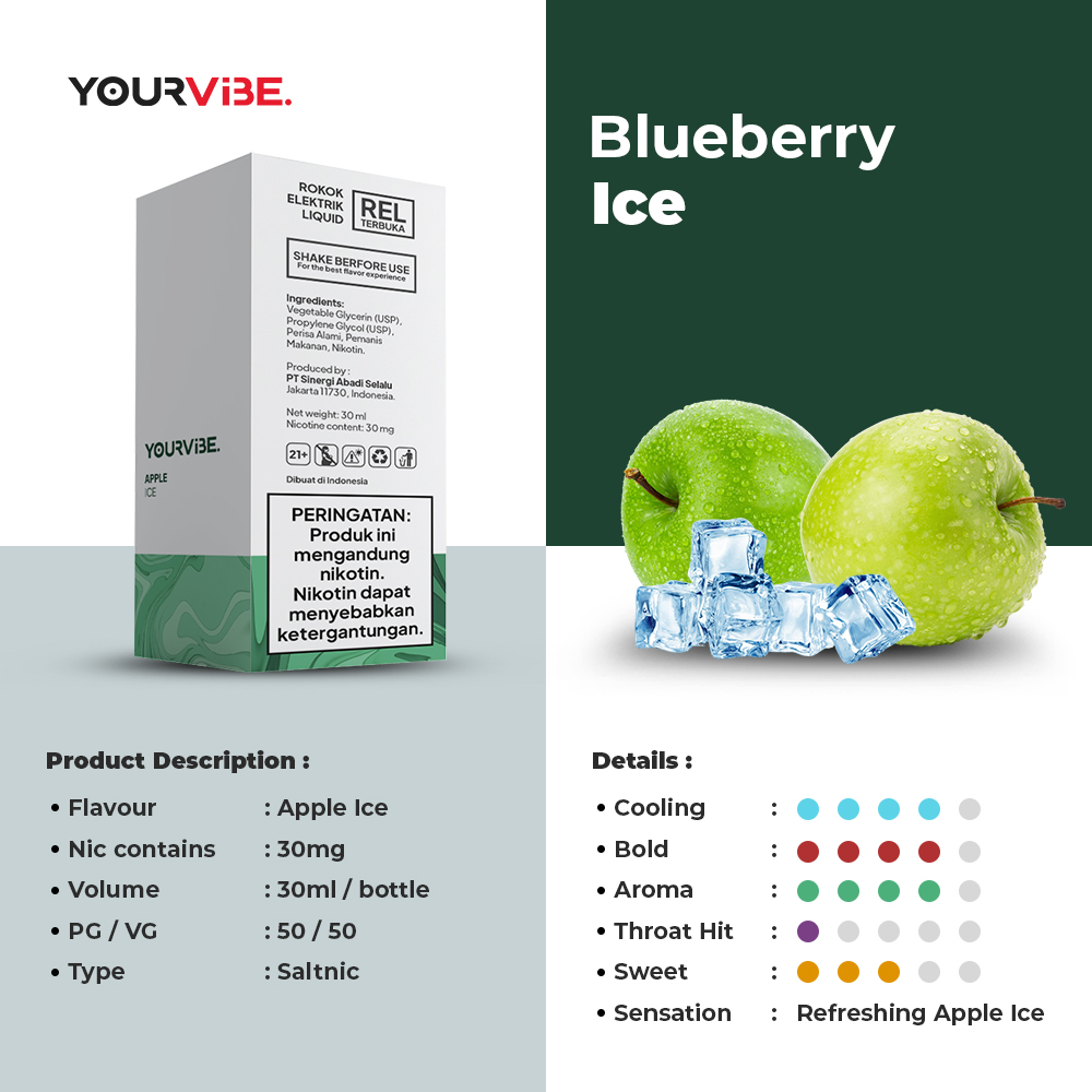 Yourvibe Saltnic New Green Apple Ice 30ml 3